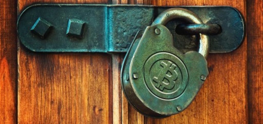 Lock with a bitcoin symbol
