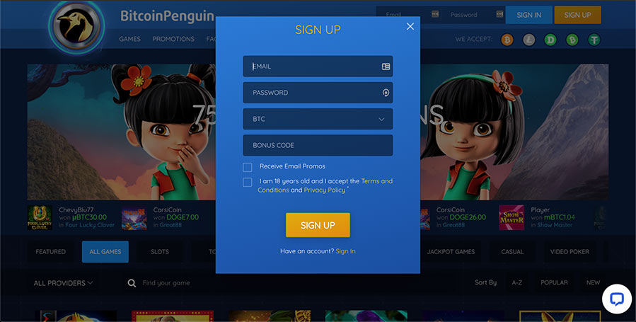 account registration bitcoin penguin